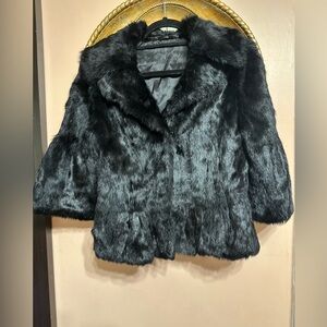 Elegant Black Faux Fur Women's Jacket